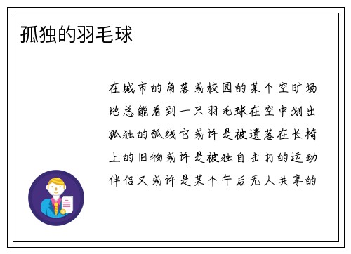 孤独的羽毛球